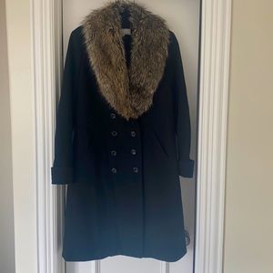 Pelle Studio wool coat with fur trim collar- NWOT
